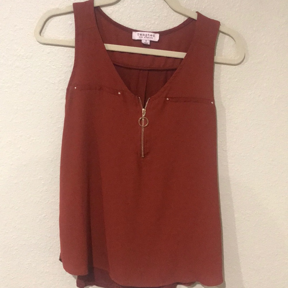 Tempted burnt orange tank blouse